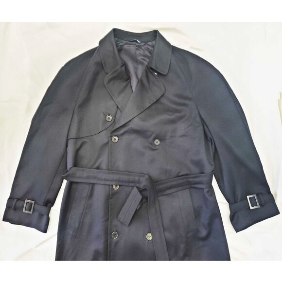 CANALI Milano Men's Dark Blue Wool Trench Coat Overcoat Italy 52 R - Picture 8 of 12